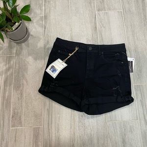 Cuffed Hem Jean High-rise Shorts